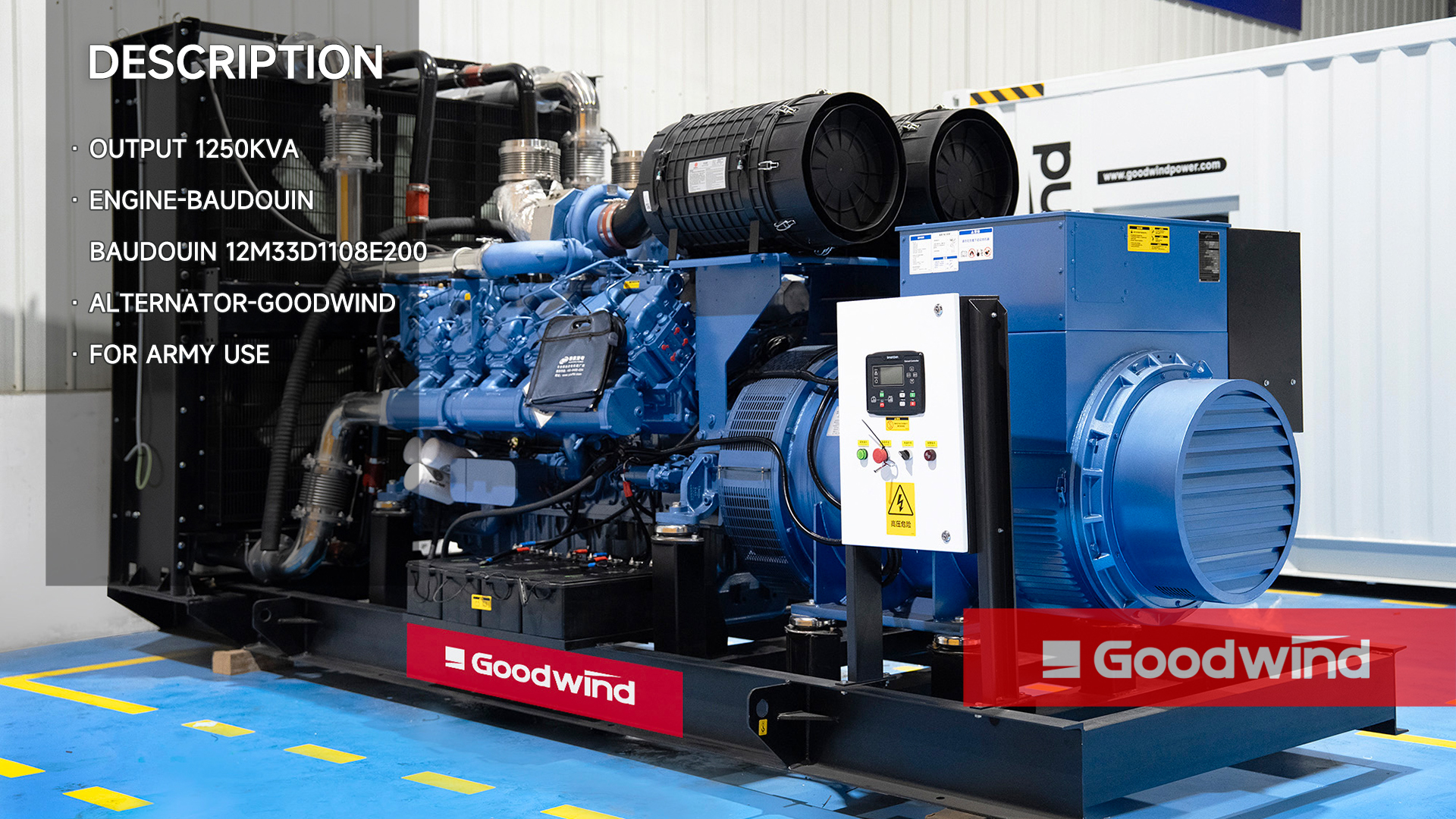 Goodwind Power Generator - 1250kva Baudouin open type series