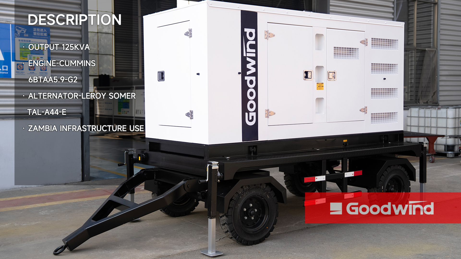 Goodwind Power Generator - 125kva Cummins silent trailer series